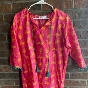 Darling pink and orange tunic/cover up! Size Large/XL.